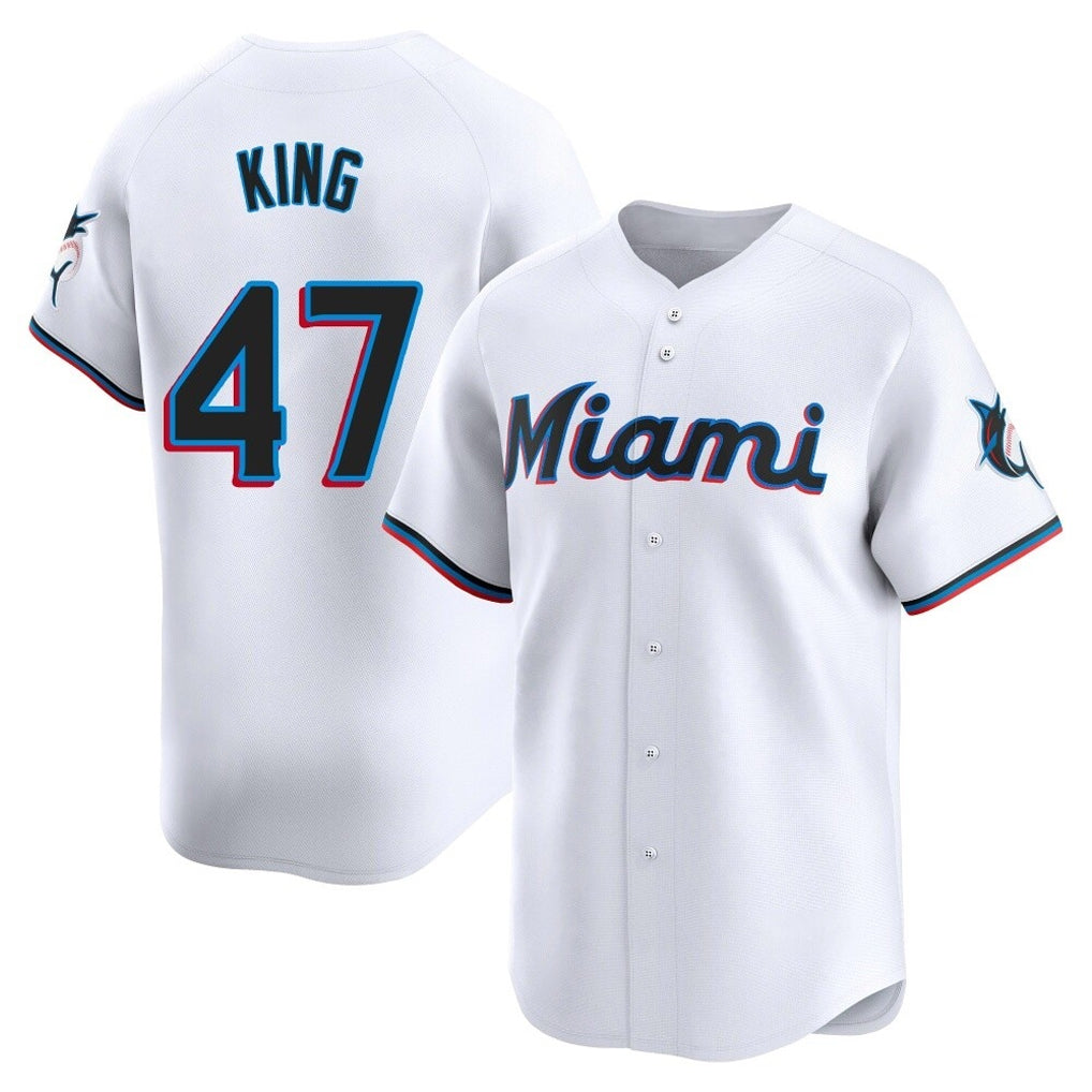 Tlead M.Marlins #47 John King Player White  Home Limited Stitched Jerseys