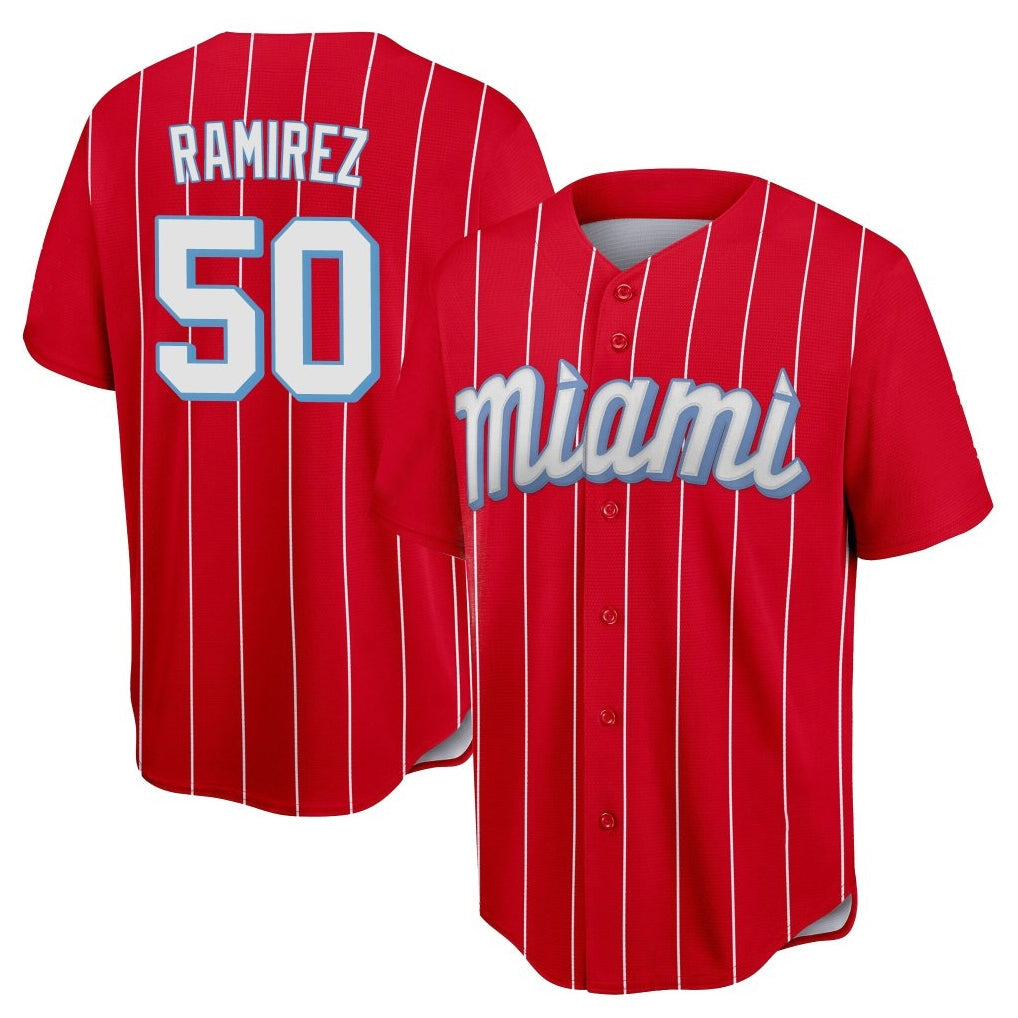 Tlead M.Marlins #50 Agustin Ramirez Player Red City Connect Home Game Stitched Jerseys