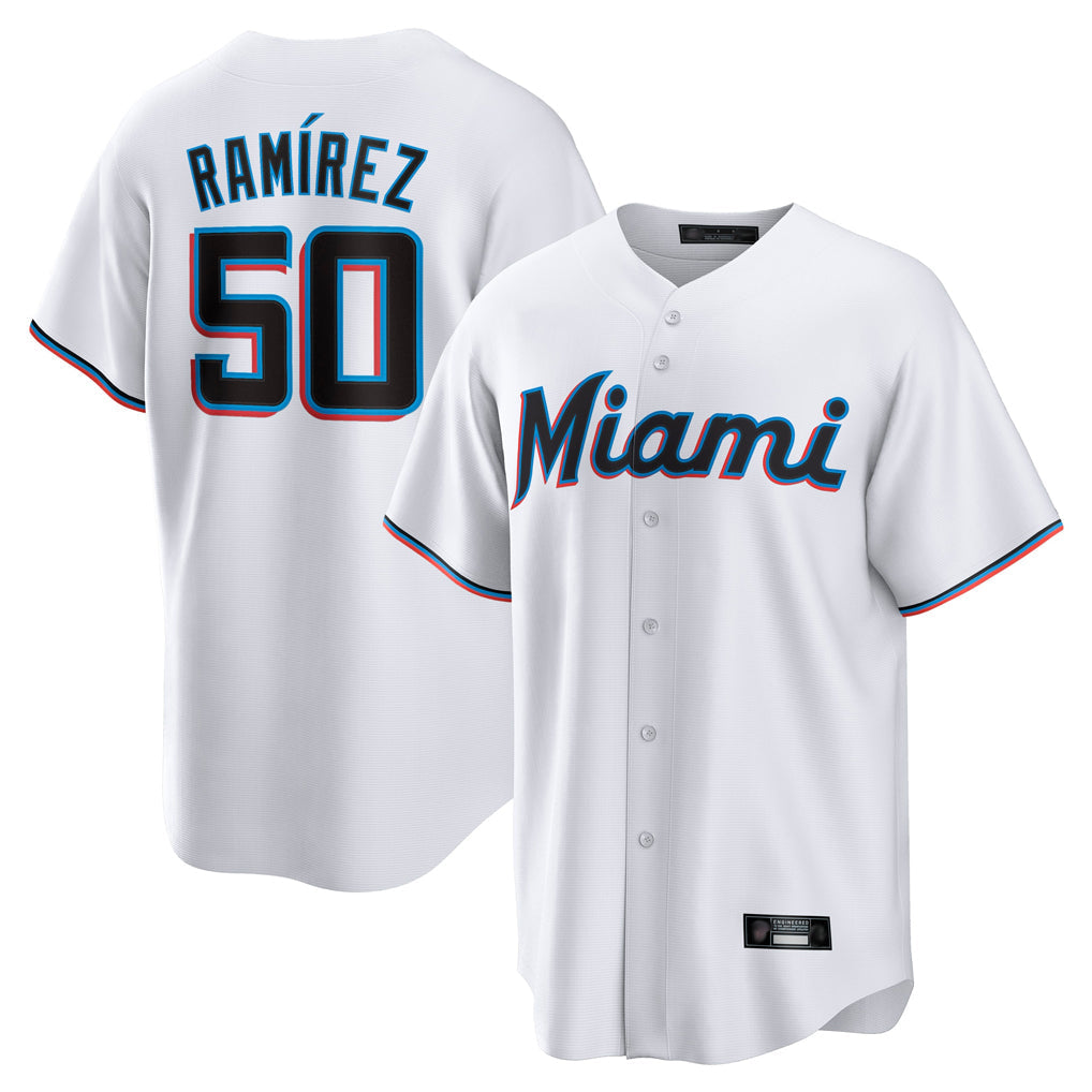 Tlead M.Marlins #50 Agustin Ramirez Player White  Home Game Stitched Jerseys