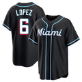 Tlead M.Marlins #6 Otto Lopez Player Black Fashion Out Home Game Stitched Jerseys
