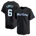 Tlead M.Marlins #6 Otto Lopez Player Black  Home Limited Stitched Jerseys