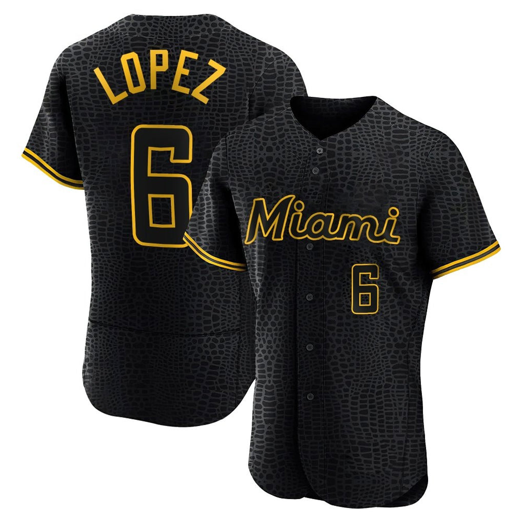 Tlead M.Marlins #6 Otto Lopez Player Black Snake Skin City Home Limited Elite Stitched Jerseys