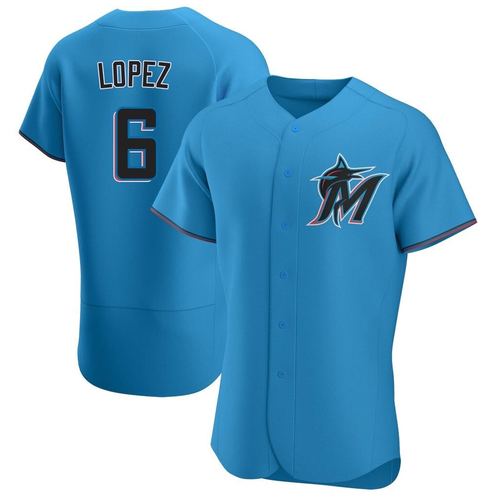 Tlead M.Marlins #6 Otto Lopez Player Blue Home Limited Elite Stitched Jerseys