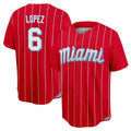 Tlead M.Marlins #6 Otto Lopez Player Red City Connect Home Game Stitched Jerseys