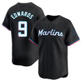 Tlead M.Marlins #9 Xavier Edwards Player Black  Home Limited Stitched Jerseys