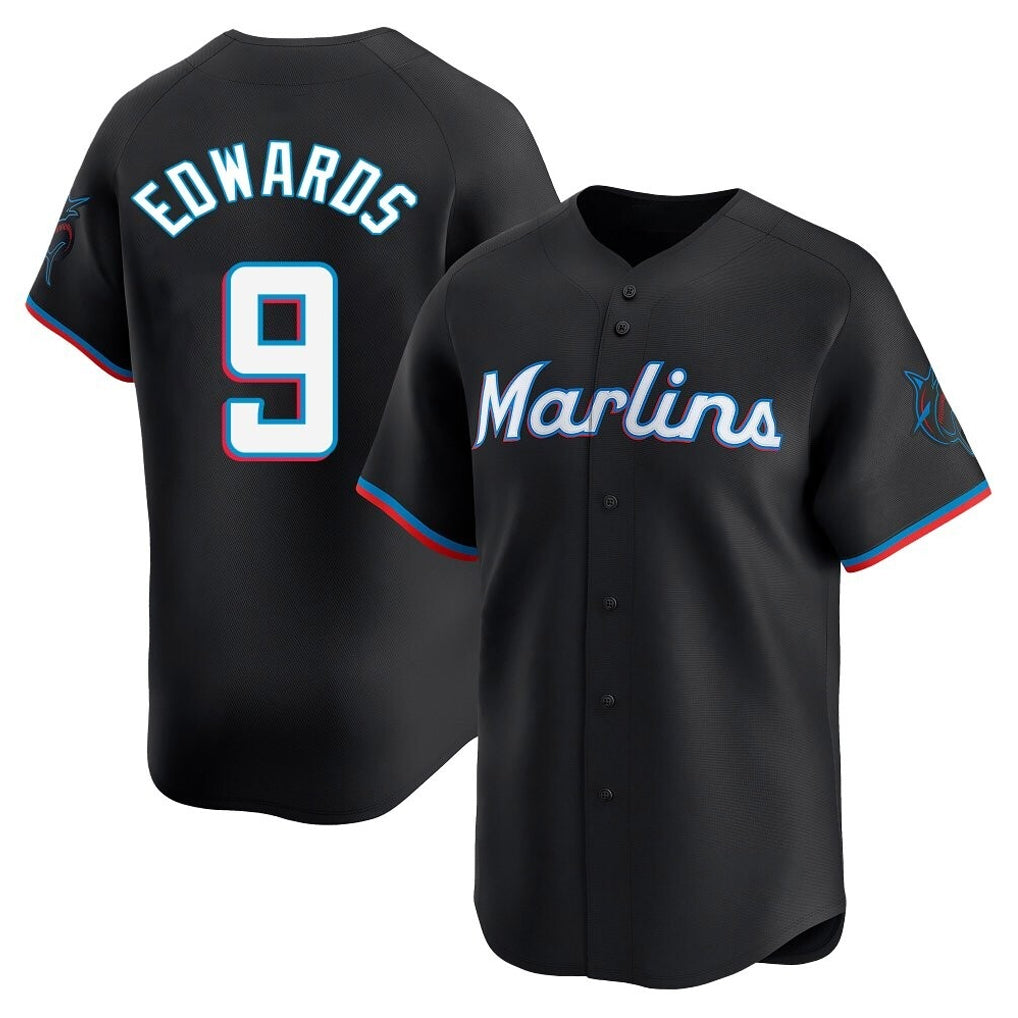 Tlead M.Marlins #9 Xavier Edwards Player Black  Home Limited Stitched Jerseys