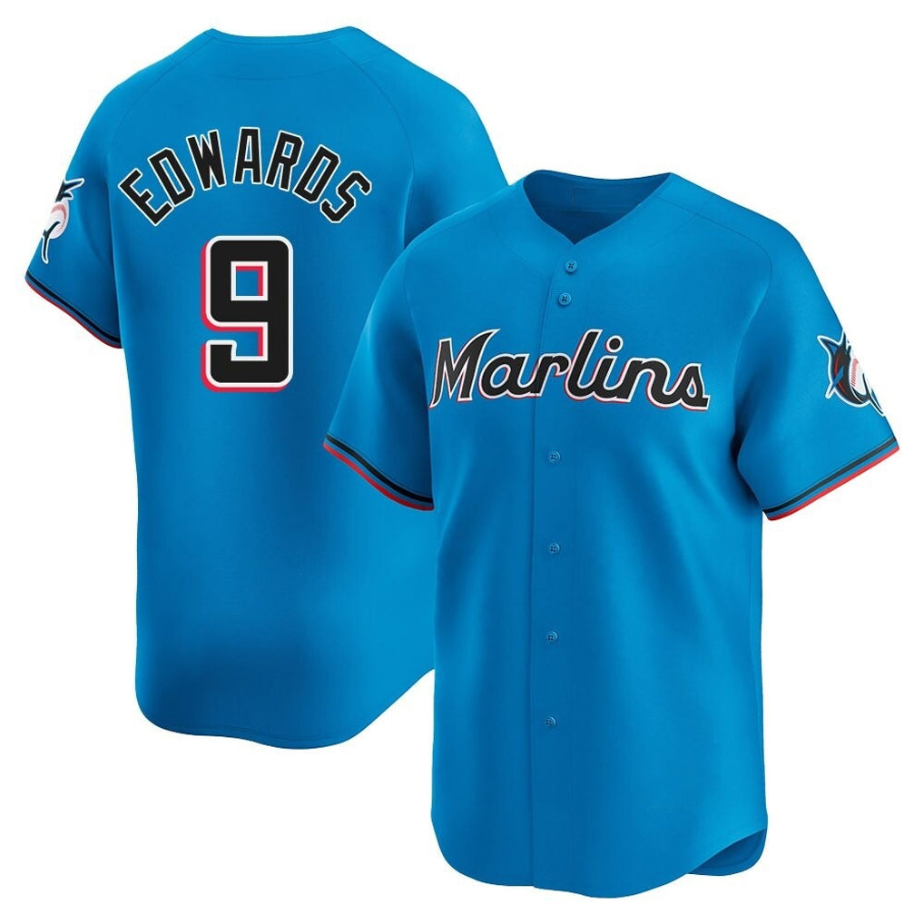 Tlead M.Marlins #9 Xavier Edwards Player Blue Home Limited Stitched Jerseys