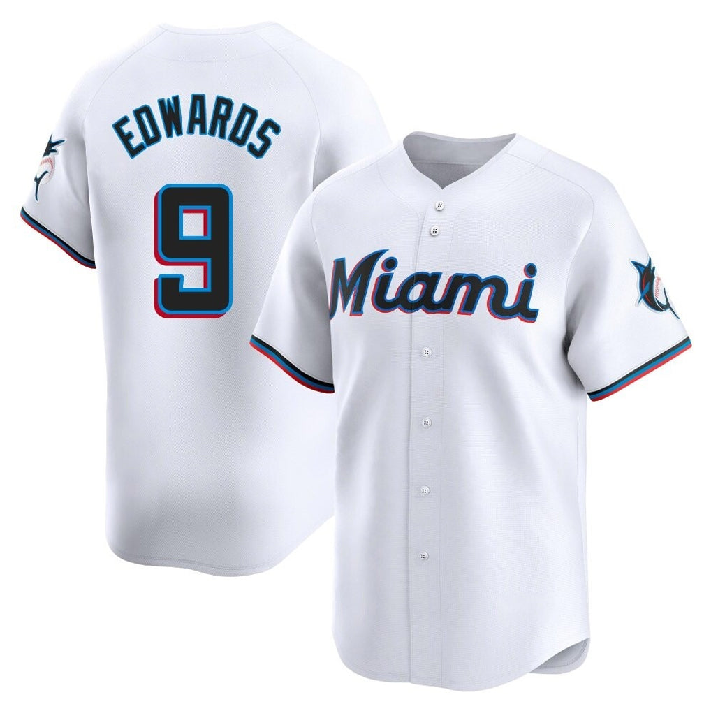 Tlead M.Marlins #9 Xavier Edwards Player White  Home Limited Stitched Jerseys