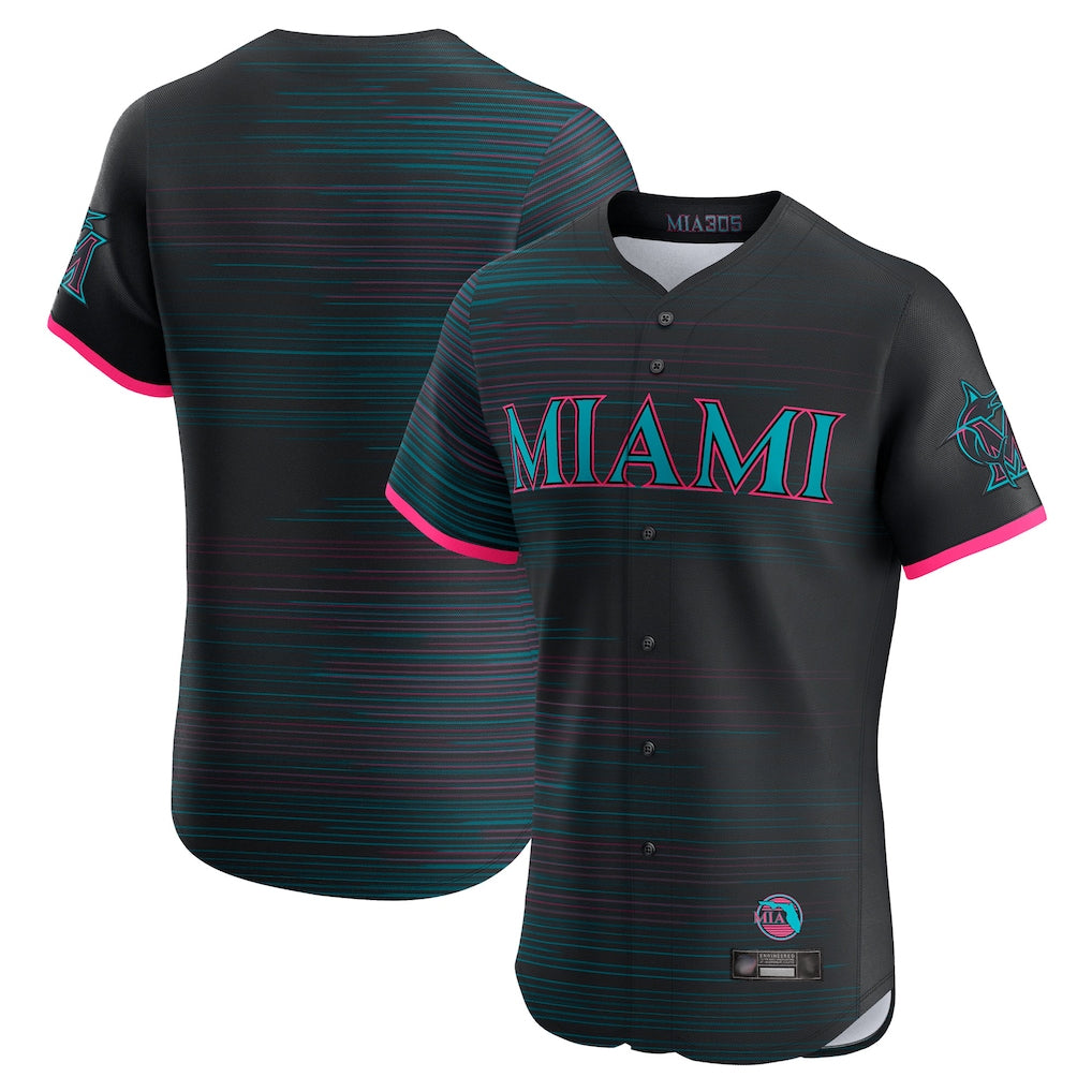 Tlead M.Marlins Blank Player Black City Connect Home Limited Elite Stitched Jerseys
