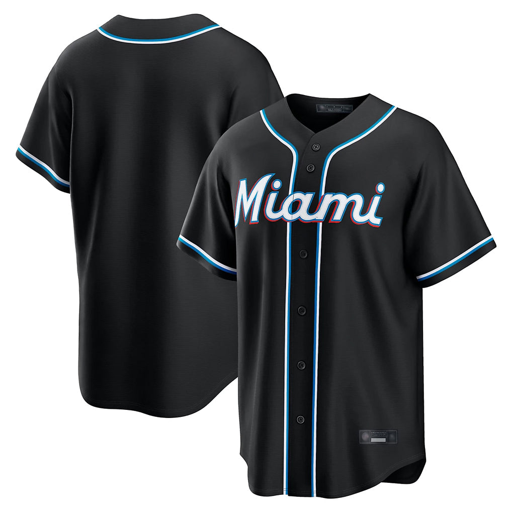 Tlead M.Marlins Blank Player Black Fashion Out Home Game Stitched Jerseys