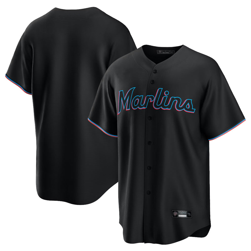 Tlead M.Marlins Blank Player Black  Home Game Stitched Jerseys