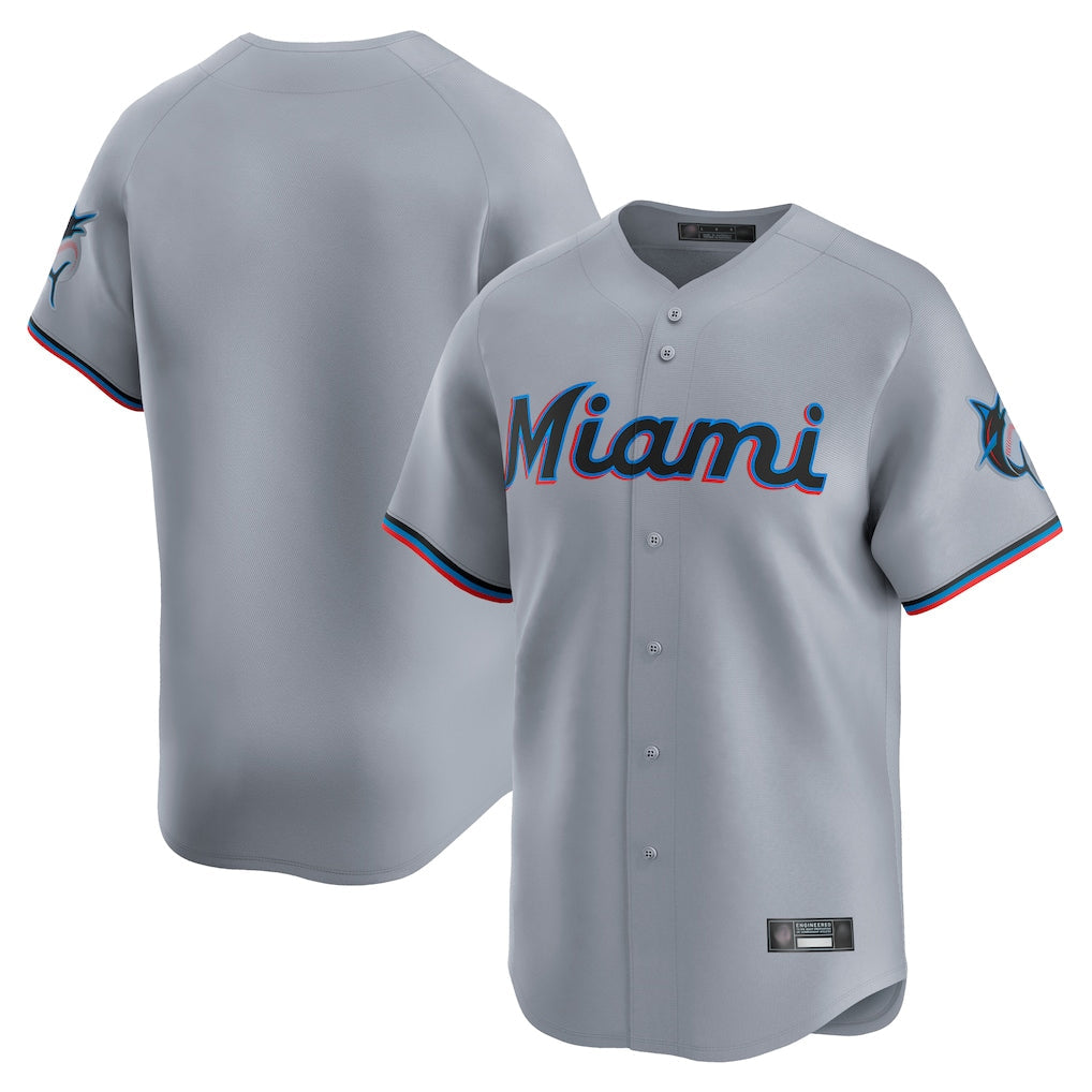 Tlead M.Marlins Blank Player Gray Home Limited Stitched Jerseys