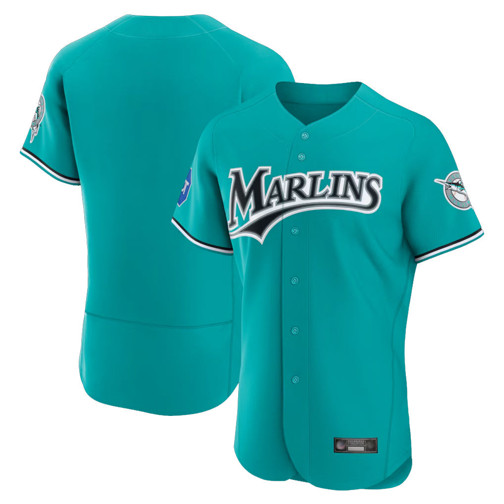 Tlead M.Marlins Blank Player Teal Mitchell & Ness Cooperstown Collection Limited Elite Stitched Jerseys