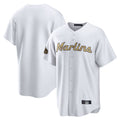 Tlead M.Marlins Blank Player White Gold Home Game Stitched Jerseys