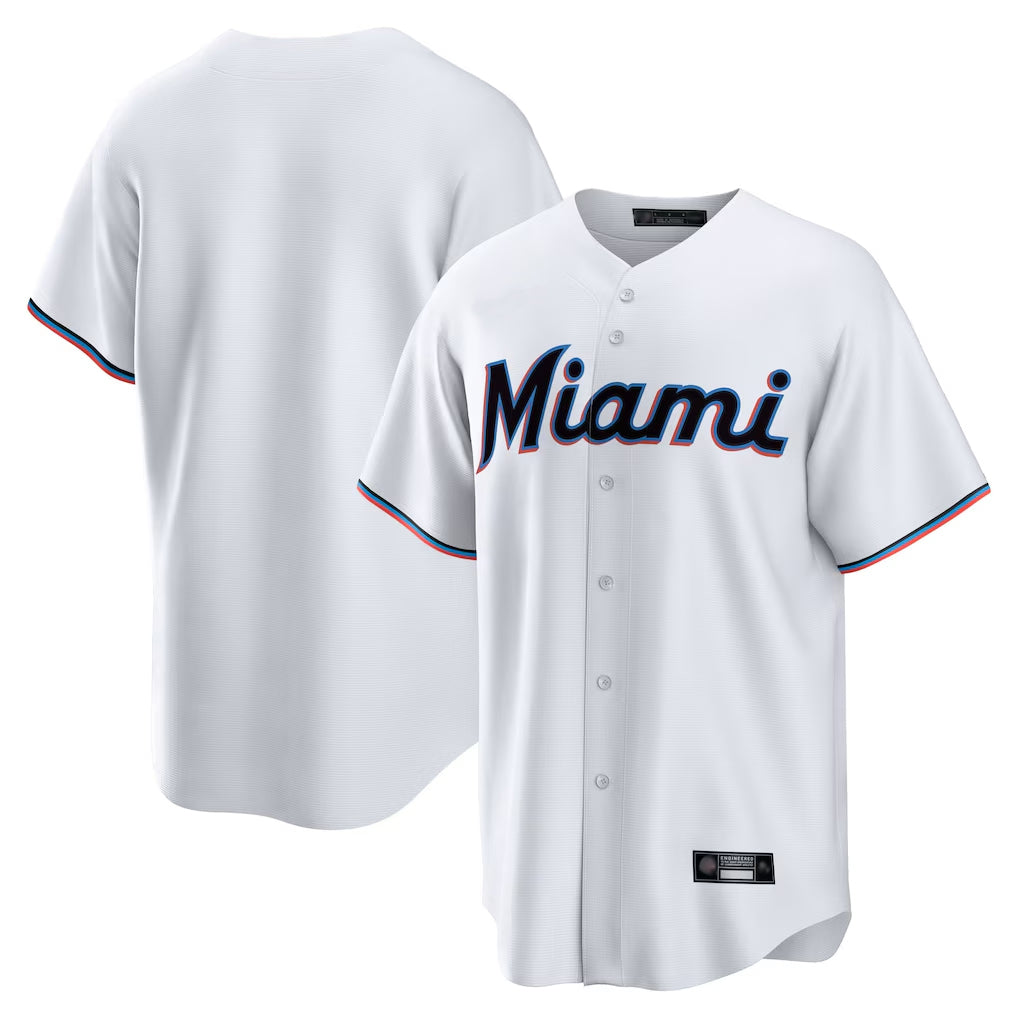 Tlead M.Marlins Blank Player White  Home Game Stitched Jerseys