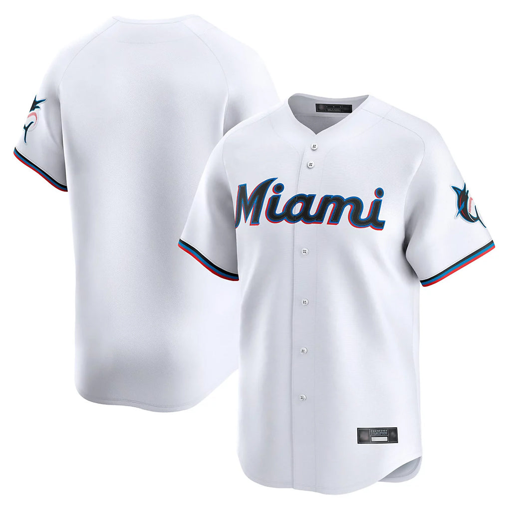Tlead M.Marlins Blank Player White Home Limited Stitched Jerseys