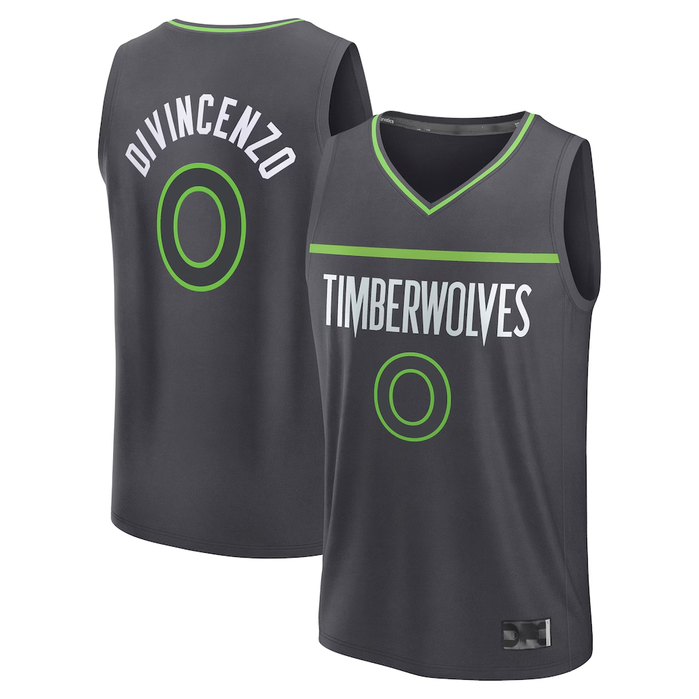 Tlead M.Timberwolves #0 Donte DiVincenzo Charcoal Fast Break Replica Player Stitched Jerseys - Statement Edition