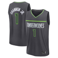 Tlead M.Timberwolves #1 Terrence Shannon Jr. Anthracite Fast Break Replica Stitched Jerseys - Statement Edition