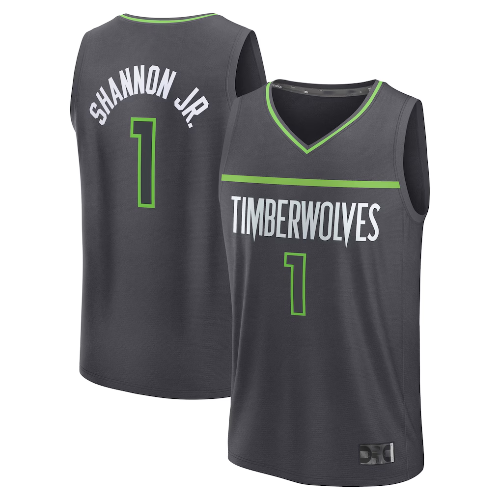Tlead M.Timberwolves #1 Terrence Shannon Jr. Anthracite Fast Break Replica Stitched Jerseys - Statement Edition