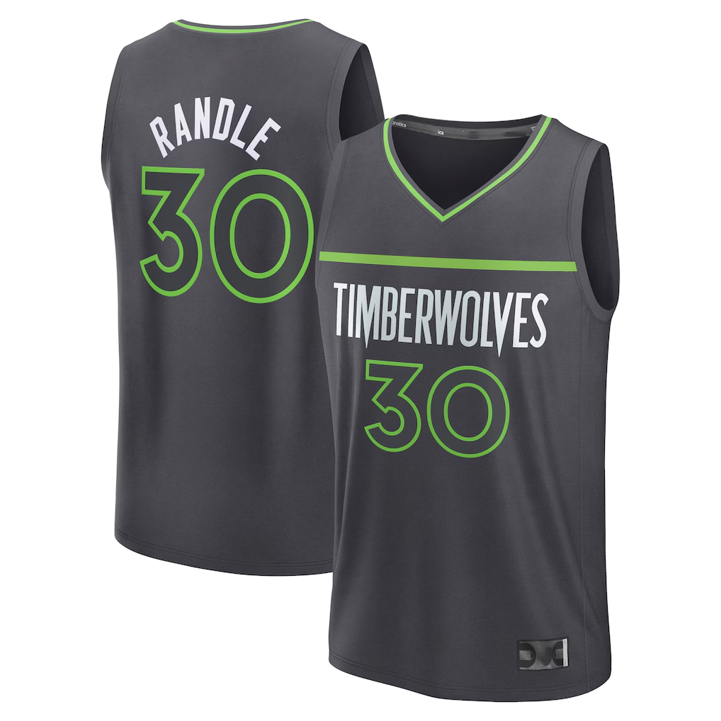 Tlead M.Timberwolves #30 Julius Randle Charcoal Fast Break Replica Player Stitched Jerseys - Statement Edition