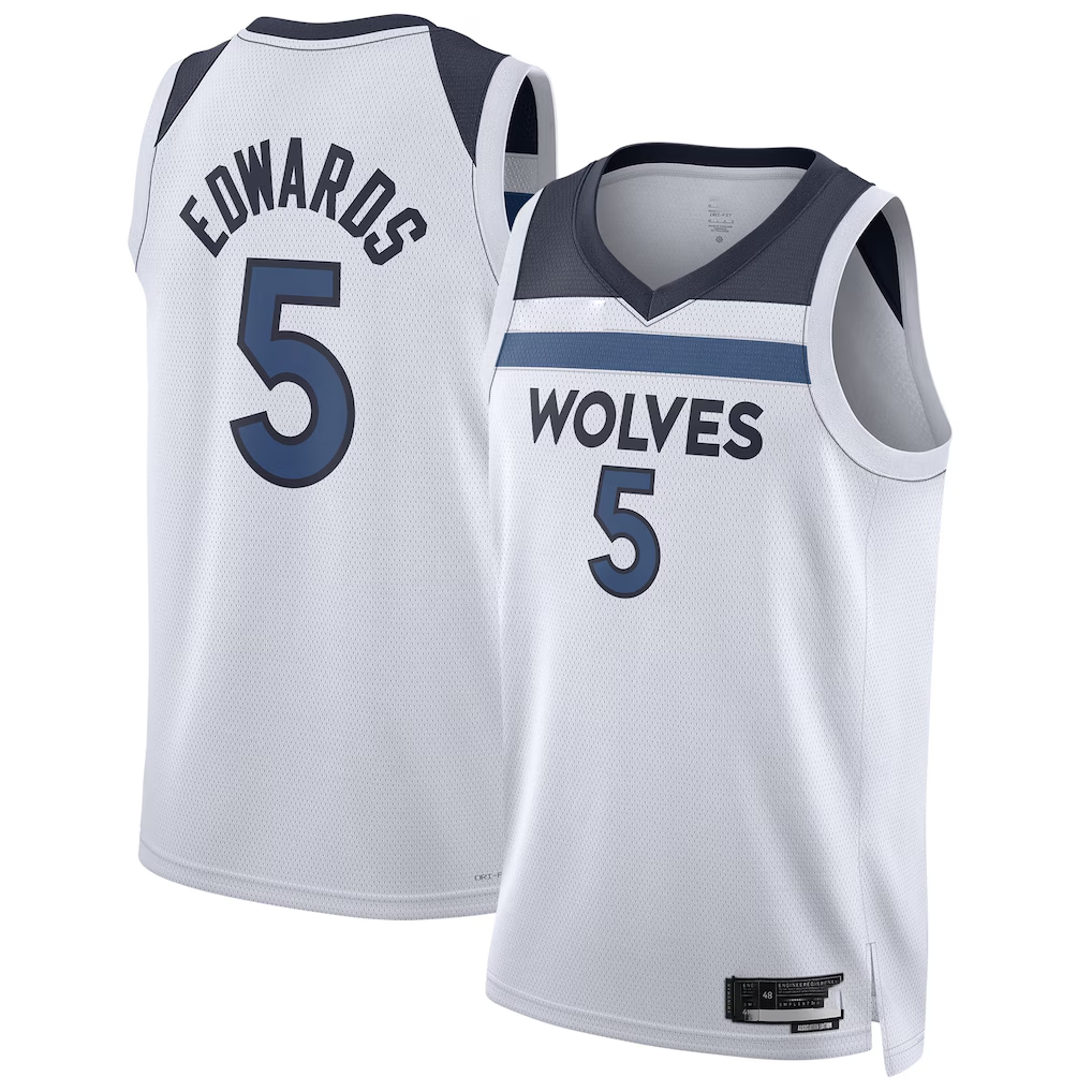 Tlead M.Timberwolves #5 Anthony Edwards White Swingman Stitched Jerseys - Association Edition