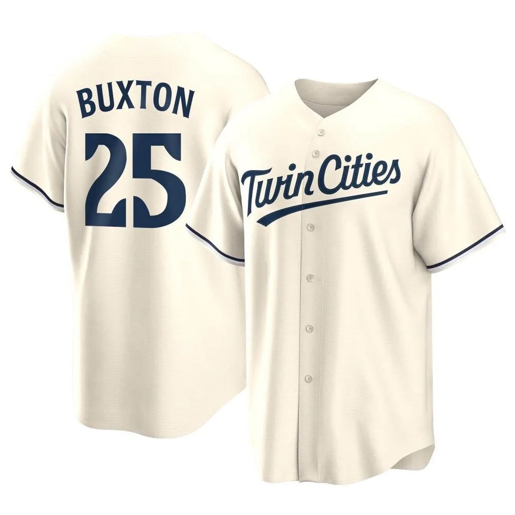 Tlead M.Twins #25 Byron Buxton Player Cream Game Limited Home Stitched Jerseys