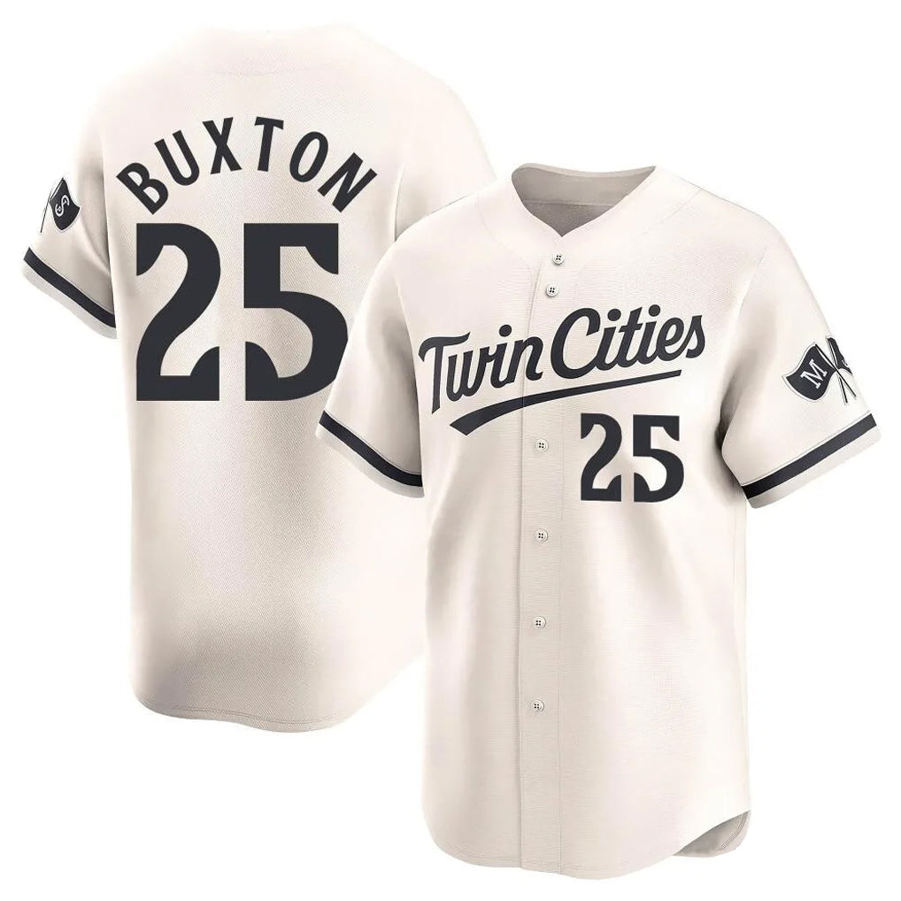 Tlead M.Twins #25 Byron Buxton Player Cream Home Limited Stitched Jerseys