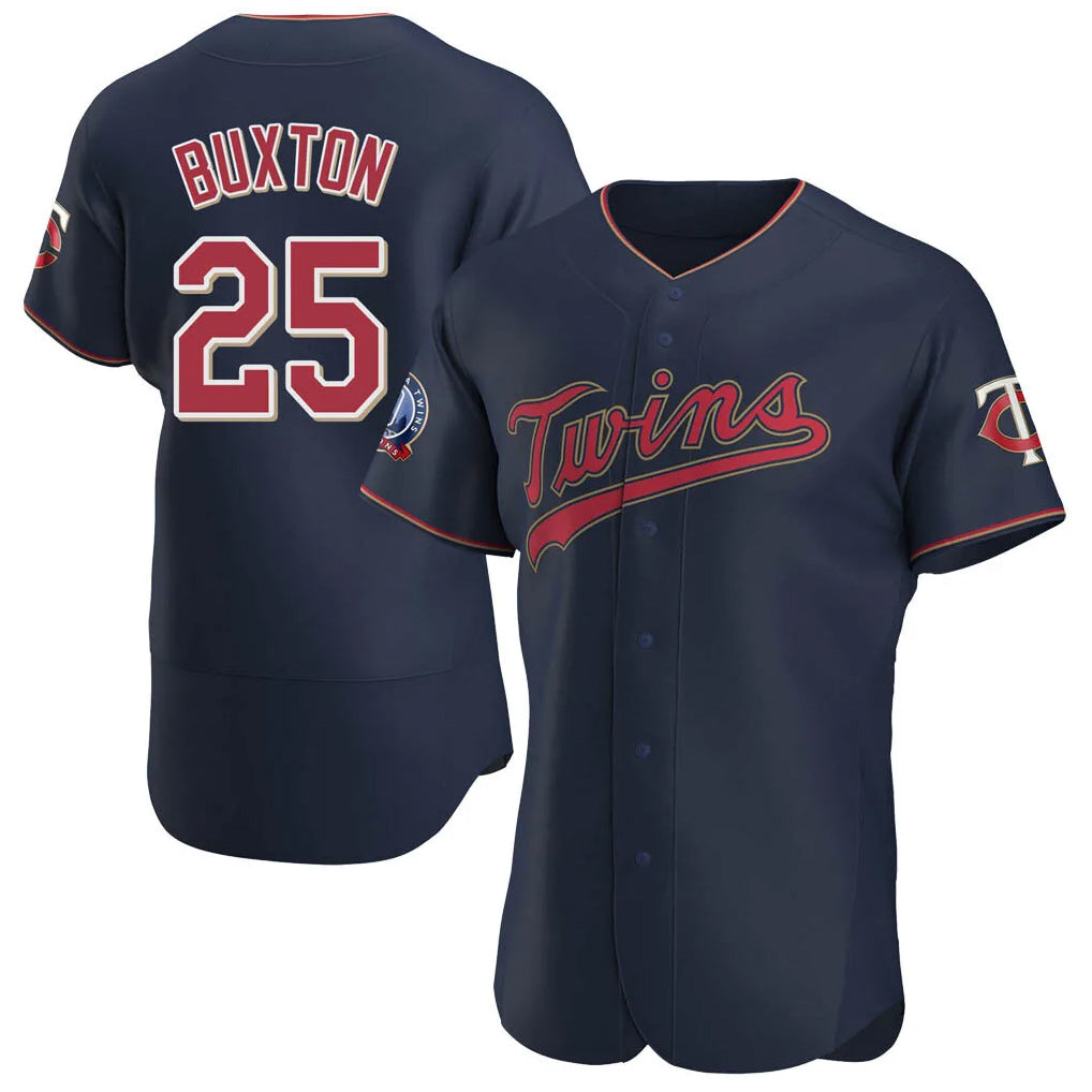 Tlead M.Twins #25 Byron Buxton Player Navy 60th Home Limited Elite Stitched Jerseys