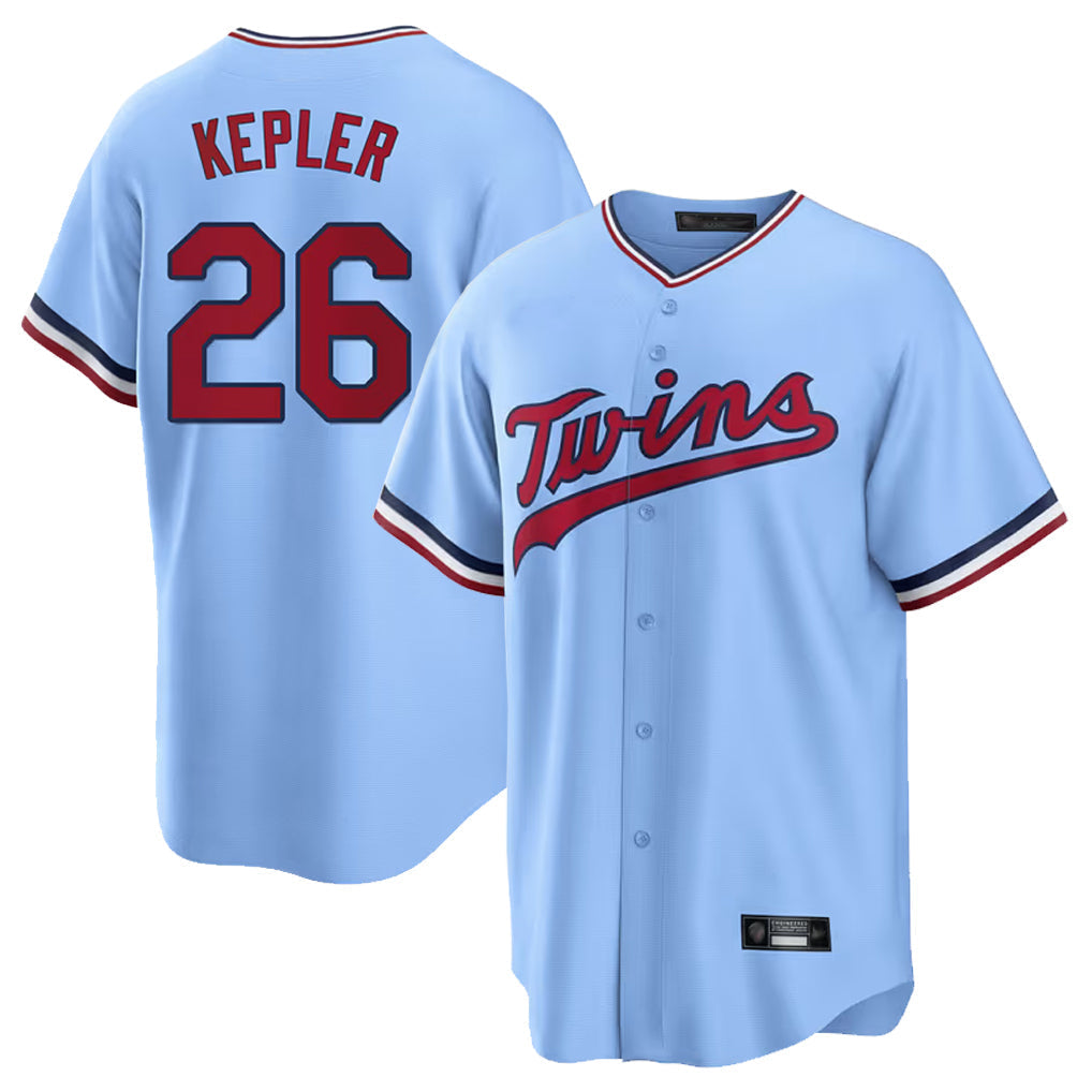 Tlead M.Twins #26 Max Kepler Player Light Blue Road Cooperstown CollectionKillebrew T-shirt Stitched Jerseys