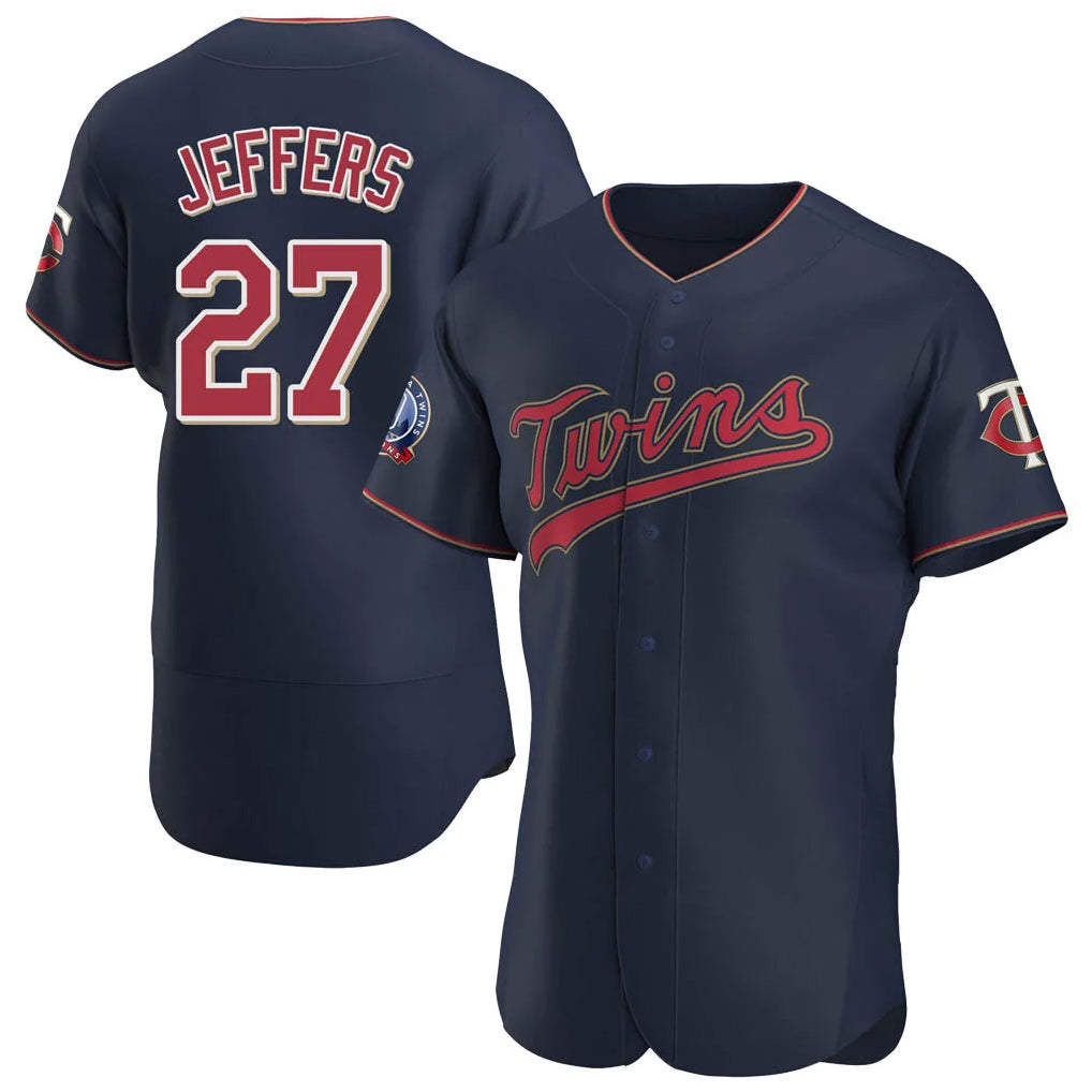 Tlead M.Twins #27 Ryan Jeffers Player Navy 60th Home Limited Elite Stitched Jerseys
