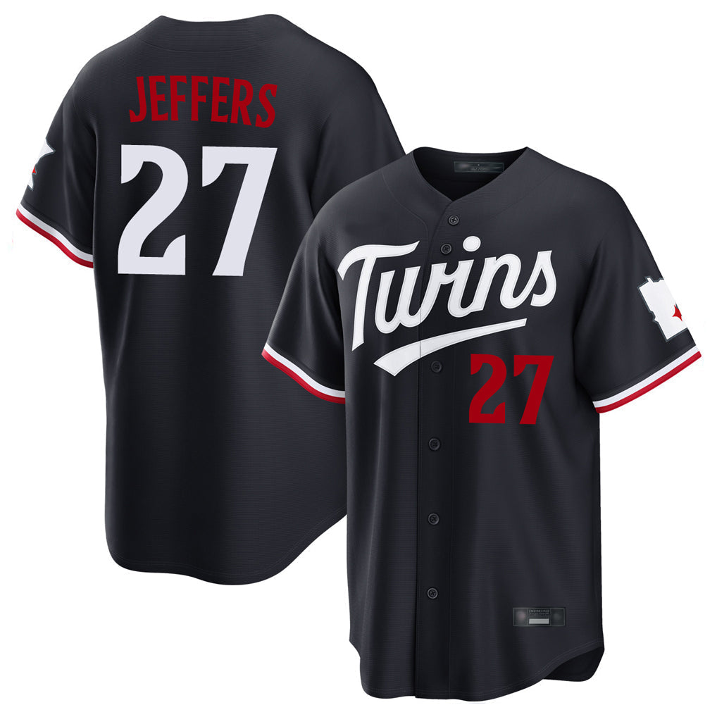 Tlead M.Twins #27 Ryan Jeffers Player Navy Home Game Stitched Jerseys