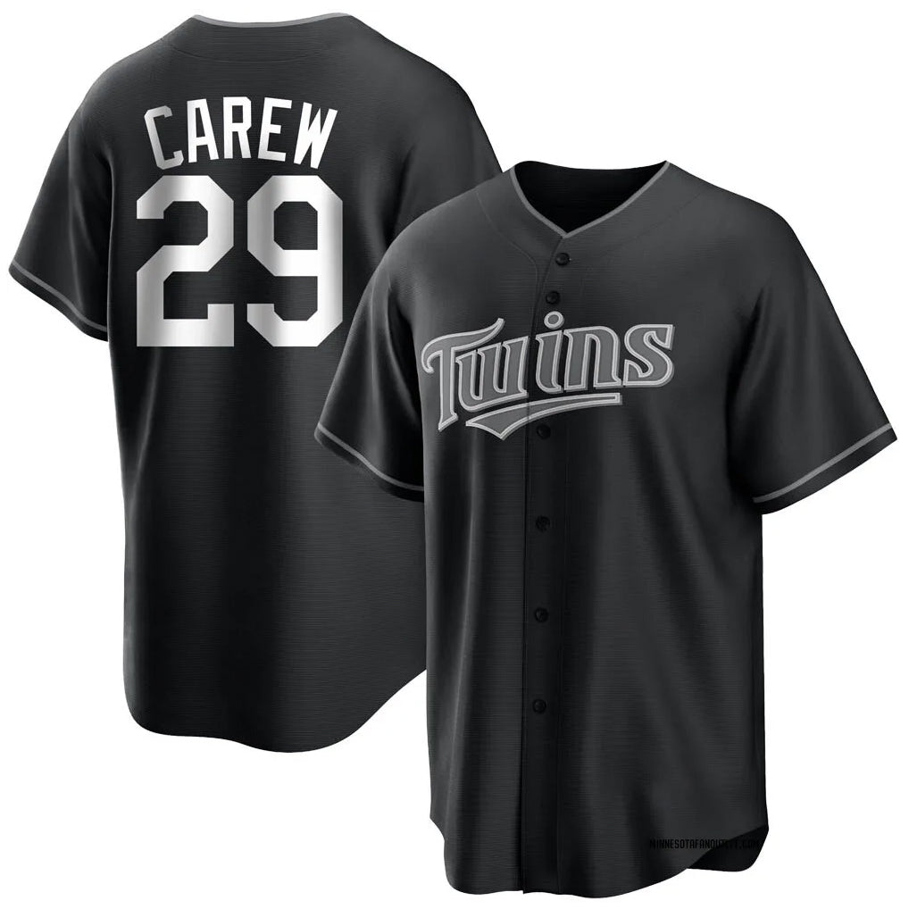 Tlead M.Twins #29 Rod Carew Player Black Home Game Stitched Jerseys
