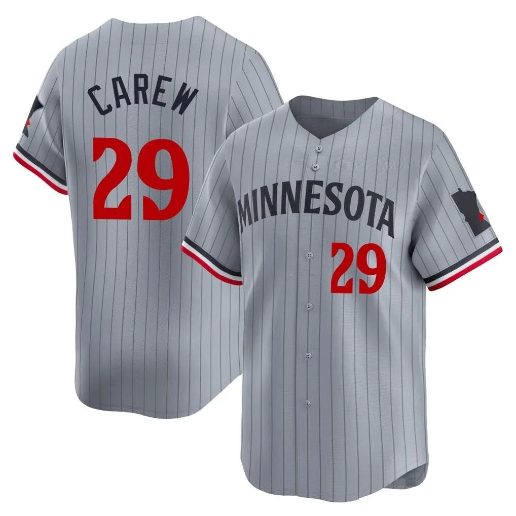 Tlead M.Twins #29 Rod Carew Player Gray Home Limited Stitched Jerseys