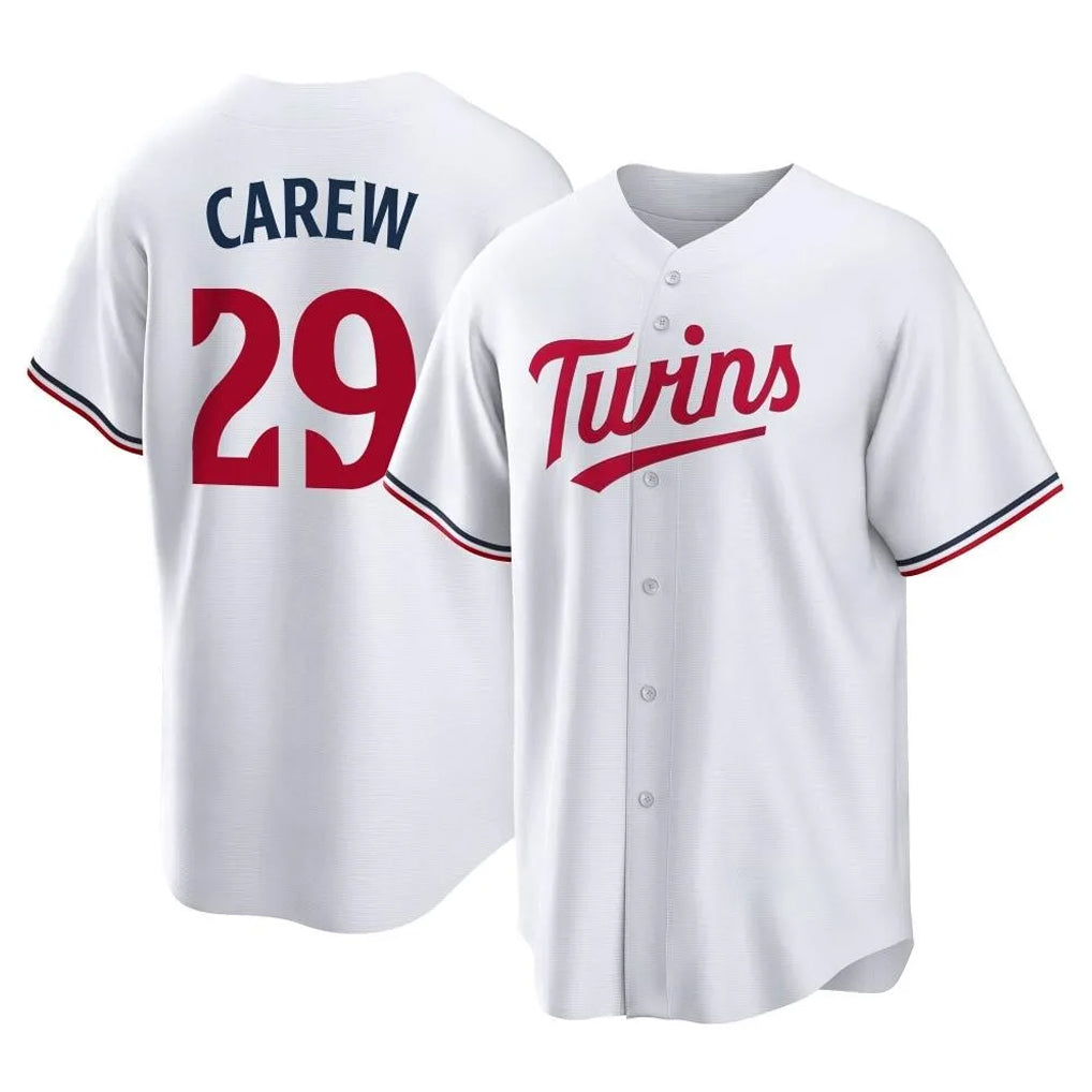 Tlead M.Twins #29 Rod Carew Player White Home Game Stitched Jerseys