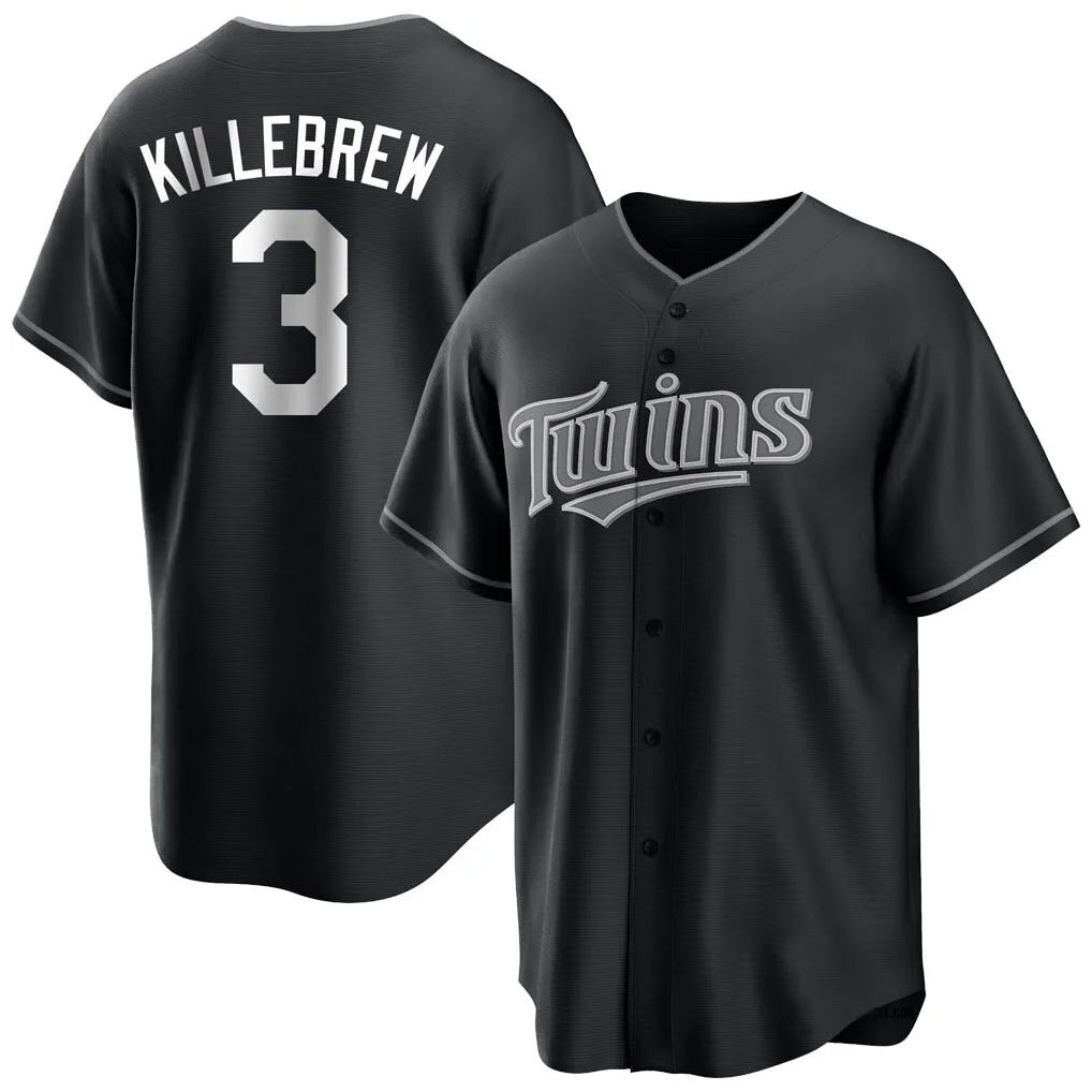 Tlead M.Twins #3 Harmon Killebrew Player Black Home Game Stitched Jerseys