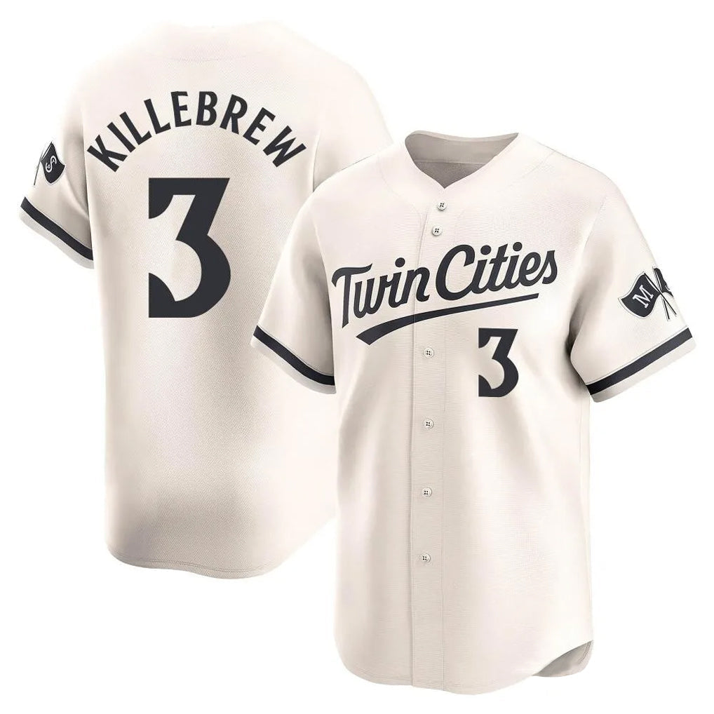 Tlead M.Twins #3 Harmon Killebrew Player Cream Home Limited Stitched Jerseys