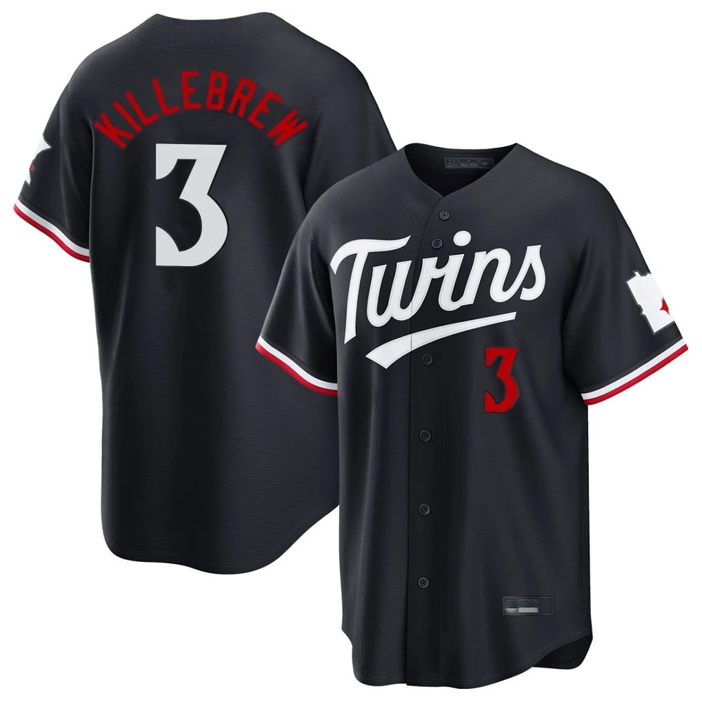 Tlead M.Twins #3 Harmon Killebrew Player Navy Home Game Stitched Jerseys