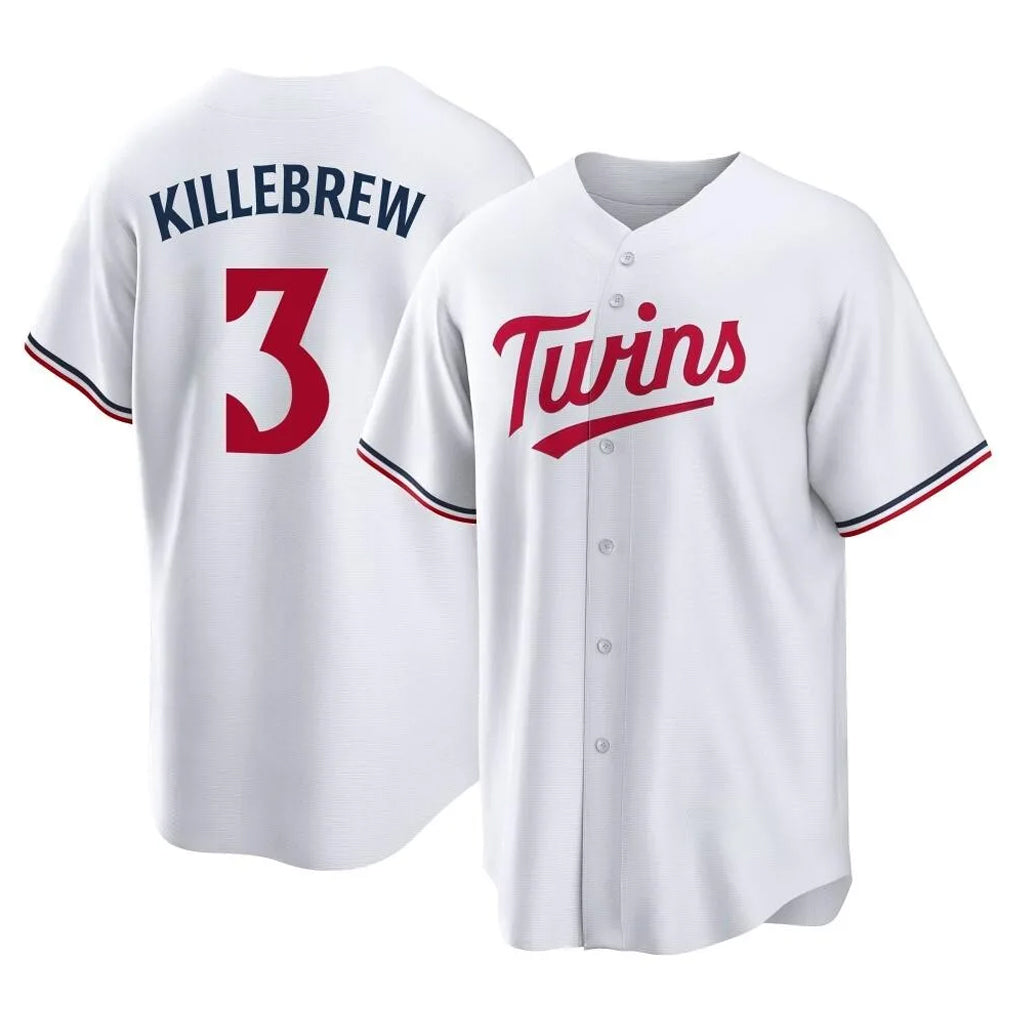 Tlead M.Twins #3 Harmon Killebrew Player White Home Game Stitched Jerseys