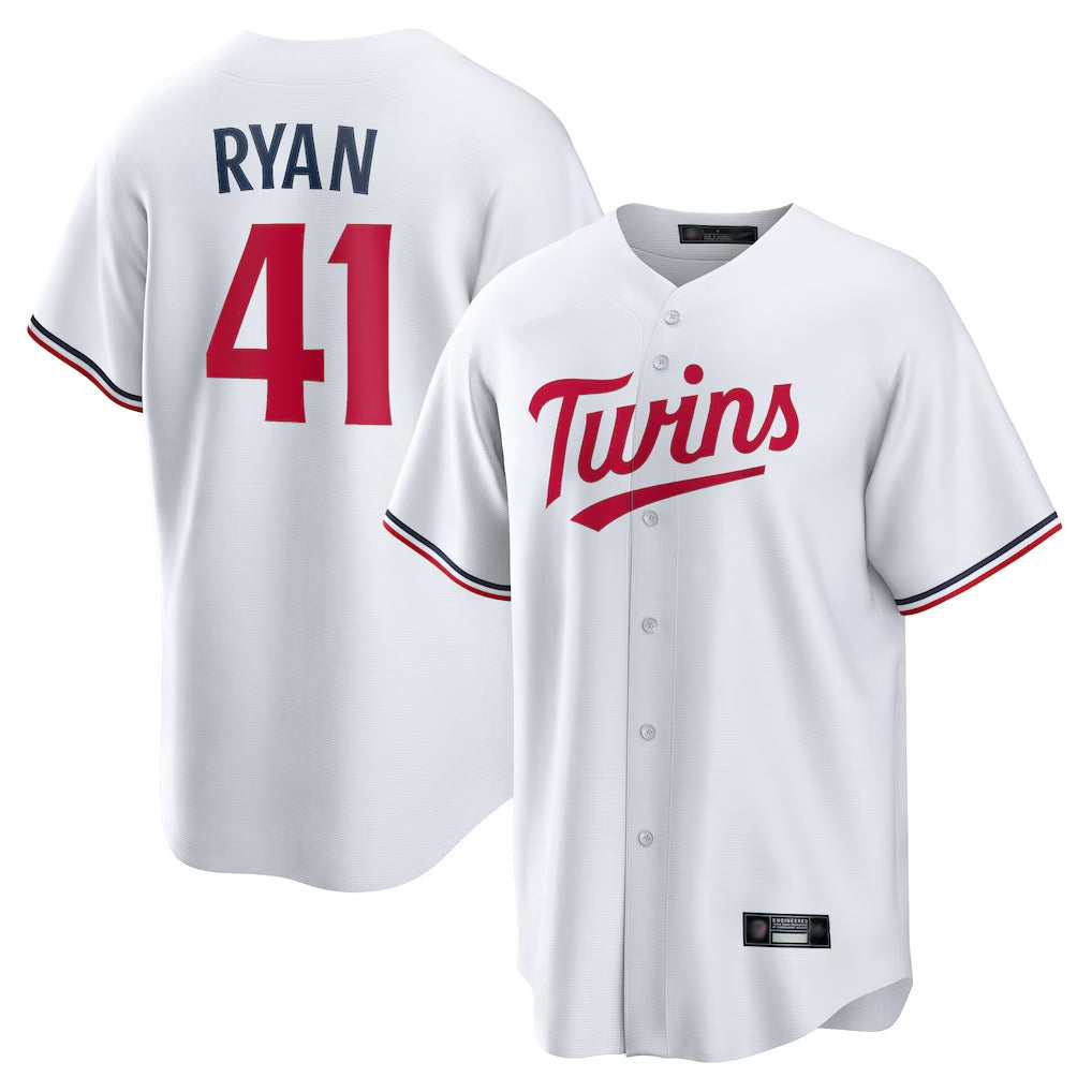 Tlead M.Twins #41 Joe Ryan Player White Home Game Stitched Jerseys