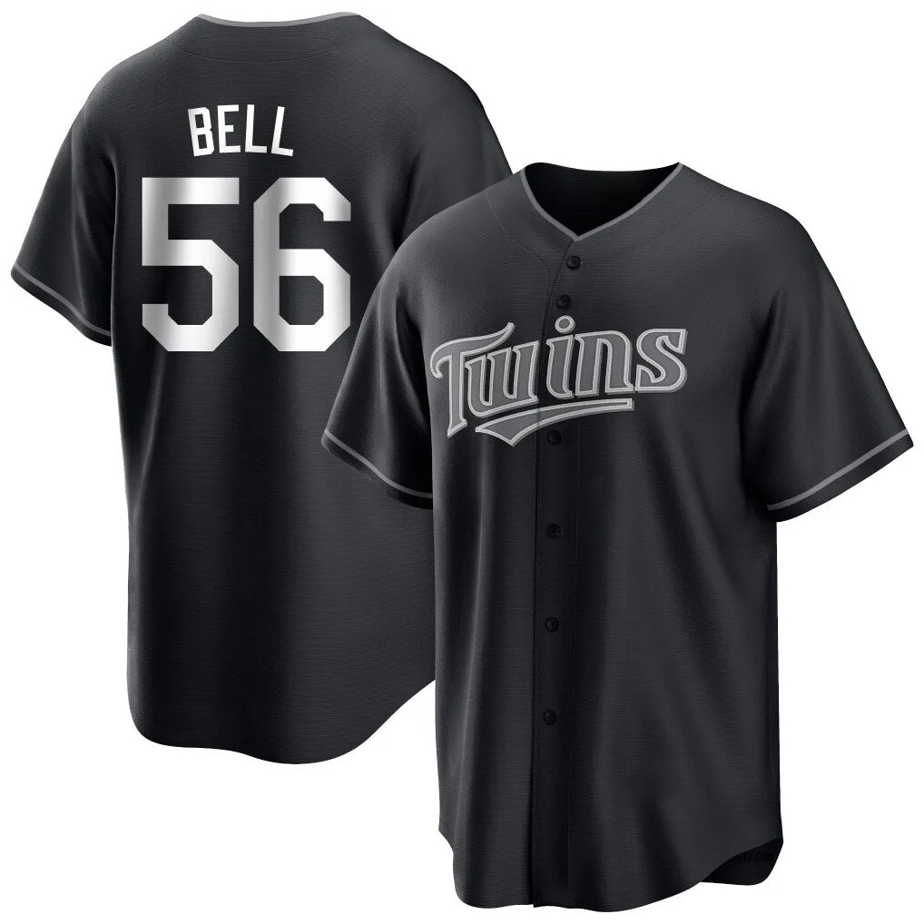 Tlead M.Twins #56 Josh Bell Player Black Home Game Stitched Jerseys