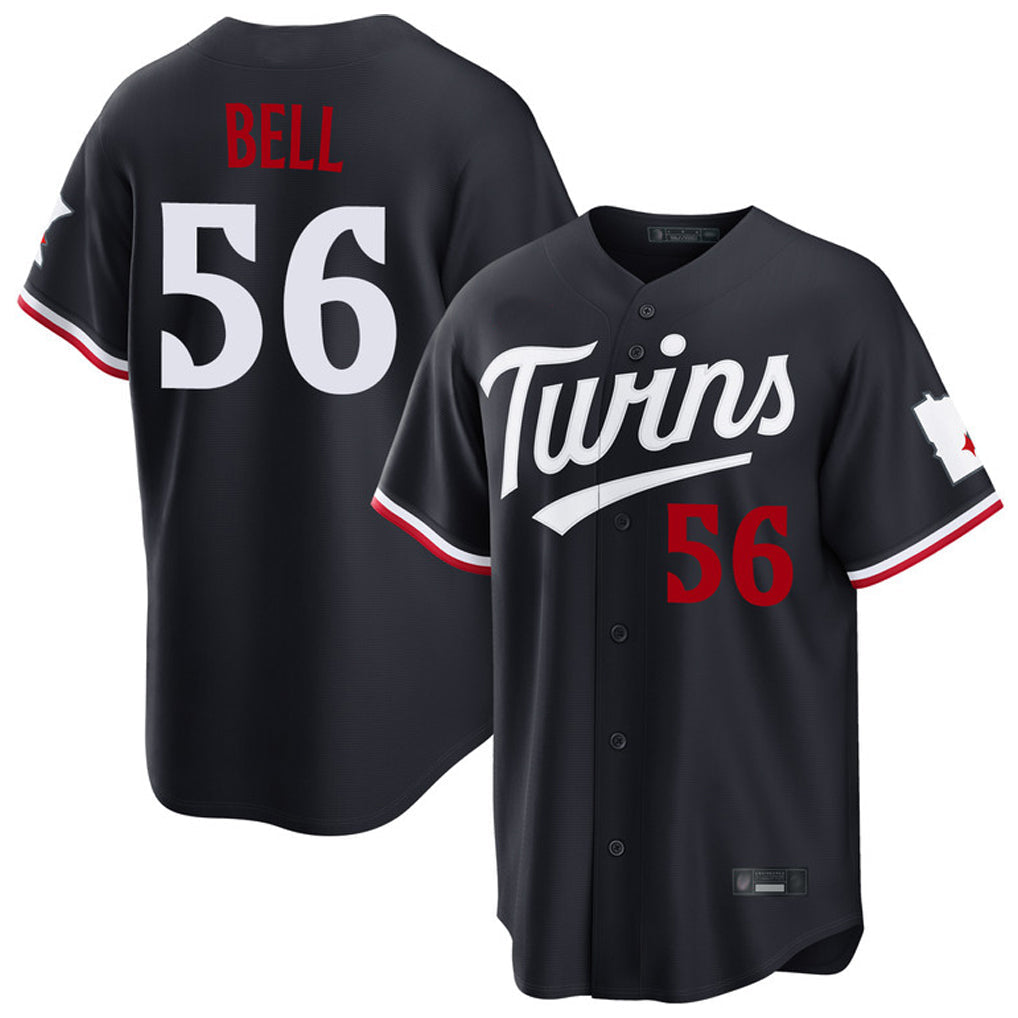 Tlead M.Twins #56 Josh Bell Player Navy Home Game Stitched Jerseys