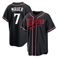 Tlead M.Twins #7 Joe Mauer Player Black Fashion Out Home Limited Stitched Jerseys
