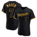 Tlead M.Twins #7 Joe Mauer Player Black Snake Skin City Home Limited Elite Stitched Jerseys