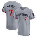 Tlead M.Twins #7 Joe Mauer Player Gray Home Limited Elite Stitched Jerseys