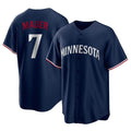 Tlead M.Twins #7 Joe Mauer Player Navy Replica Alternate Home Stitched Jerseys