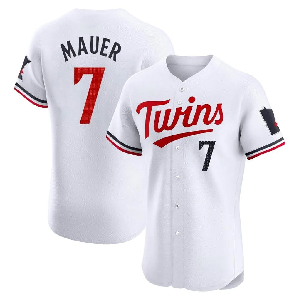 Tlead M.Twins #7 Joe Mauer Player White Home Limited Elite Stitched Jerseys
