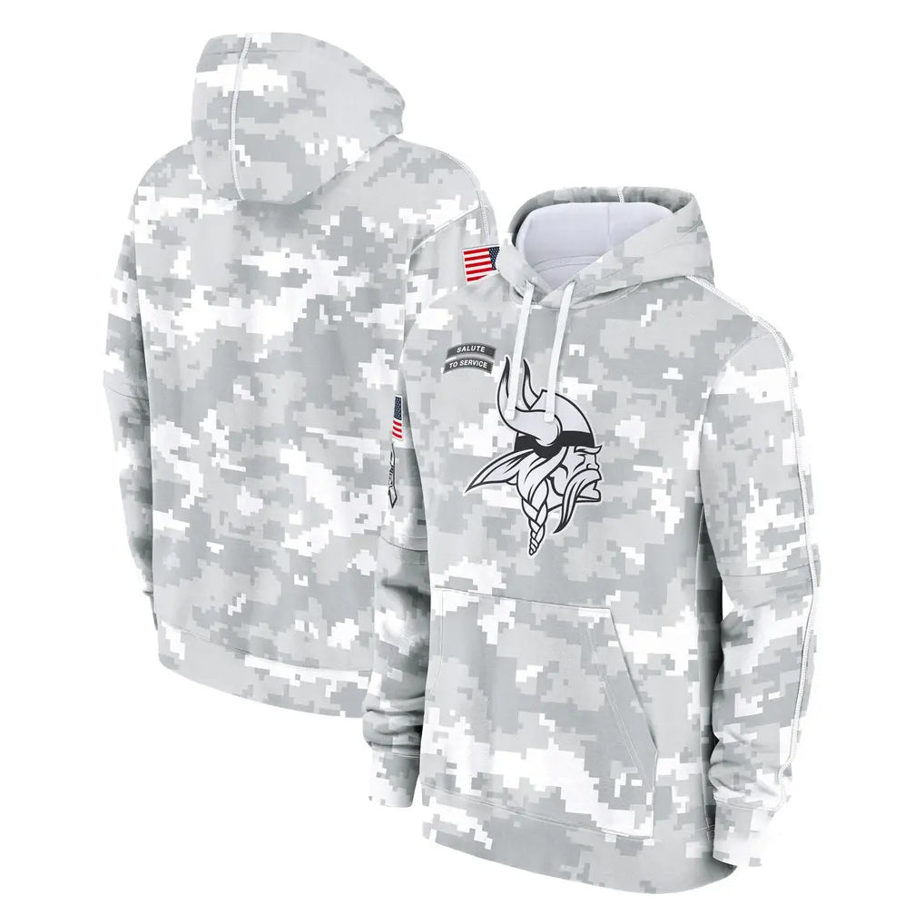Tlead MN.Vikings Arctic Camo Salute to Service Pullover Hoodies Limited Game Blank Player Stitched Jerseys