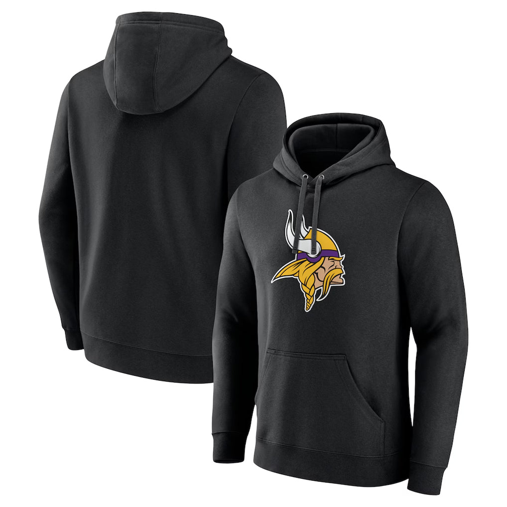 Tlead MN.Vikings Black LOGO Pullover Hoodies Limited Game Blank Player Stitched Jerseys