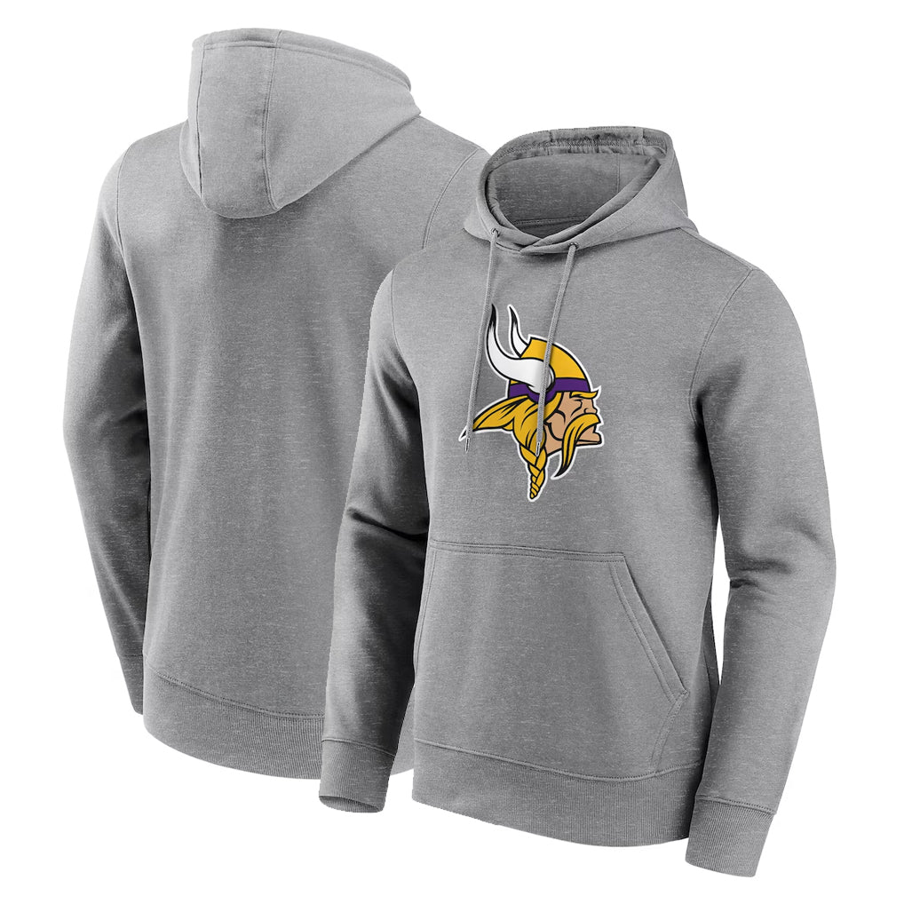Tlead MN.Vikings Gray LOGO Pullover Hoodies Blank Player Home Game Stitched Jerseys