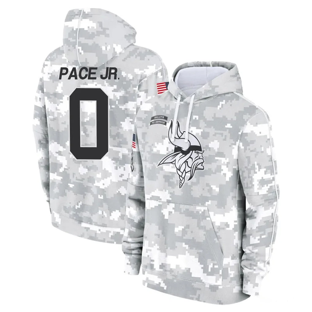Tlead MN.Vikings #0 Ivan Pace Jr. Player Arctic Camo Salute to Service Pullover Hoodies Limited Game Stitched Jerseys
